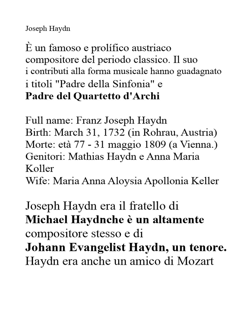 Joseph Haydn. | PDF