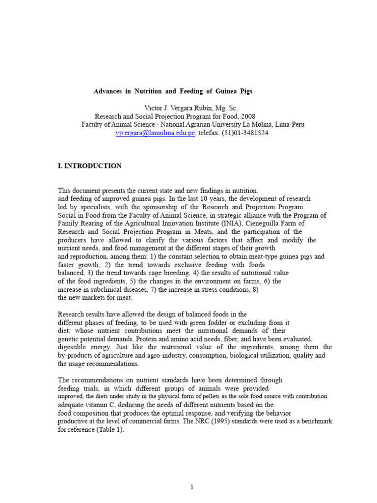 Advances in guinea pig nutrition. Final Doc. | PDF | Nutrition | Diet ...