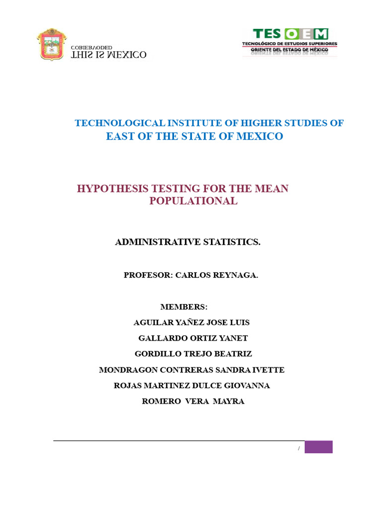 Hypothesis Testing for Population Mean | PDF | Statistical Significance ...