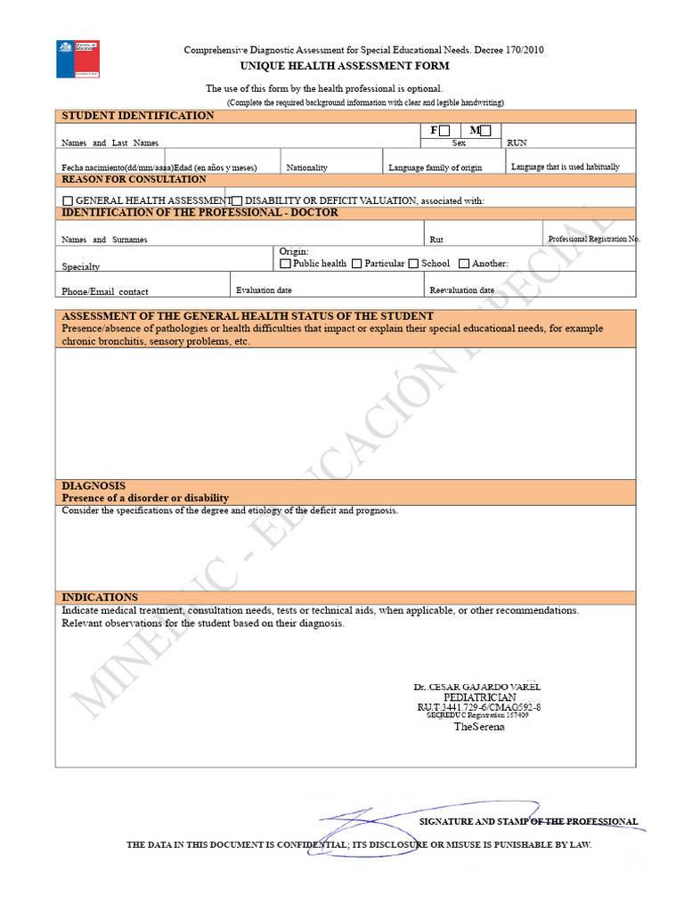Diagnostic Assessment for Special Needs | PDF