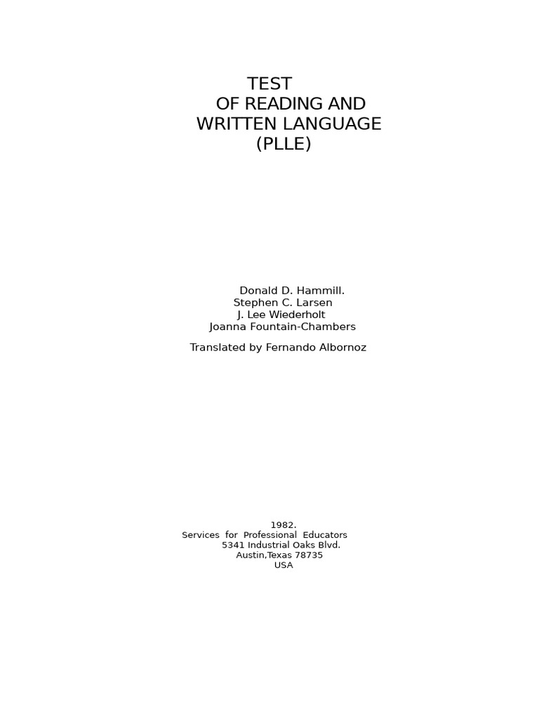 Test PLLE | PDF | Educational Assessment | Reading Comprehension