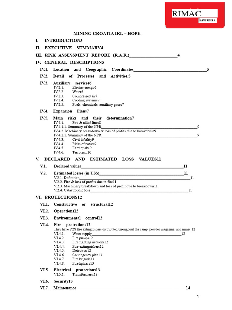 Croatia Mining Risk Assessment Report | PDF | Mining | Electrical Wiring