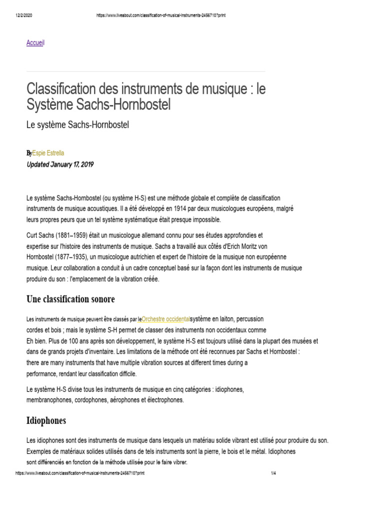 Classification des instruments de musique | PDF | Instruments à corde ...