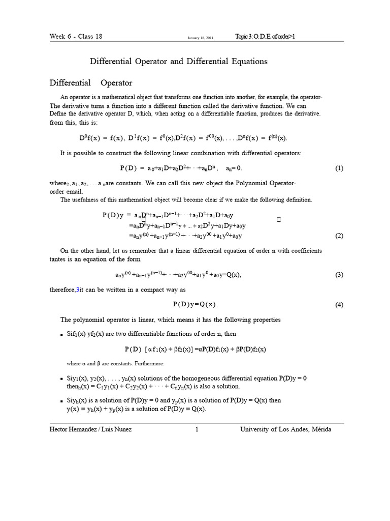 Differential Operators and Equations | PDF | Differential Equations ...