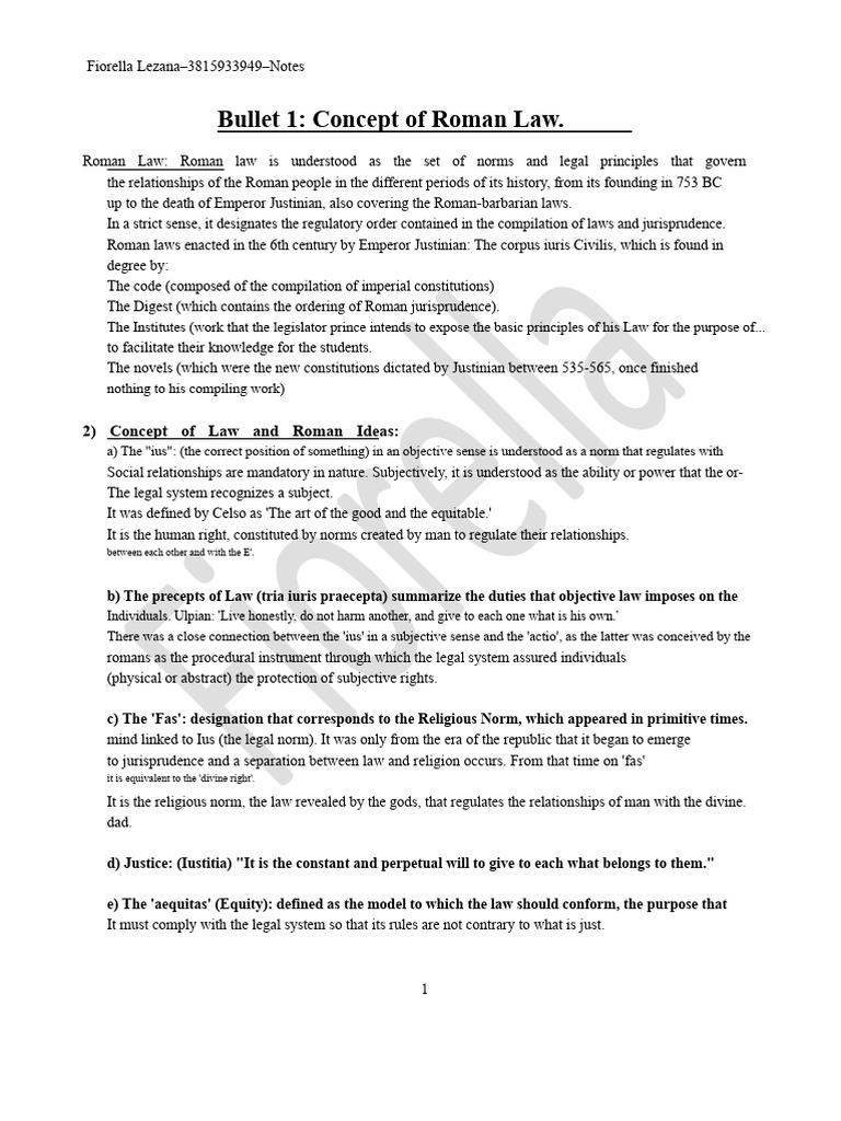 Roman Law - Summary by Luis Rodolfo Argüello | PDF | Roman Law | Tribune