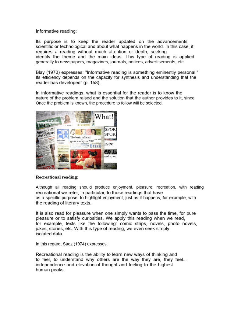 Types of Reading: Informative to Scientific | PDF | Semiotics | Information