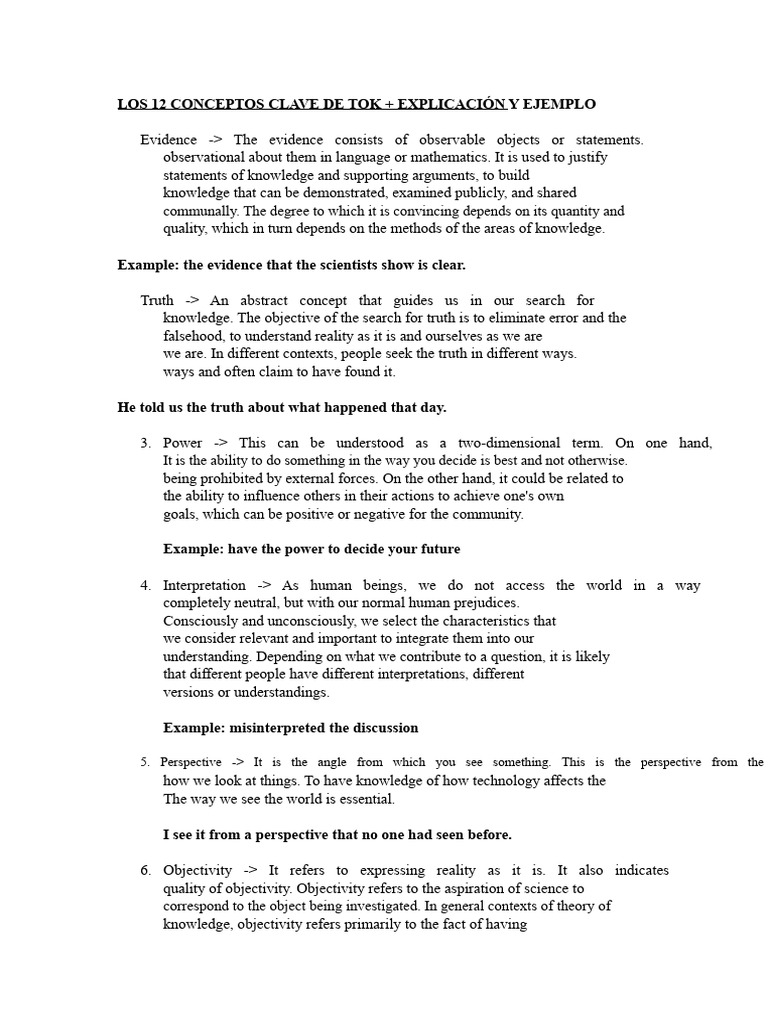 12 KEY CONCEPTS TOK | PDF | Knowledge | Epistemology