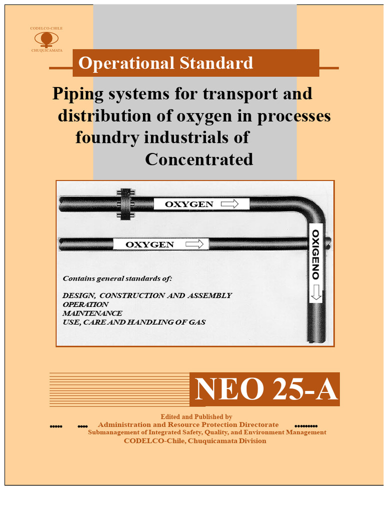 Oxygen Pipeline Standards NEO 25-A | PDF | Combustion | Oxygen