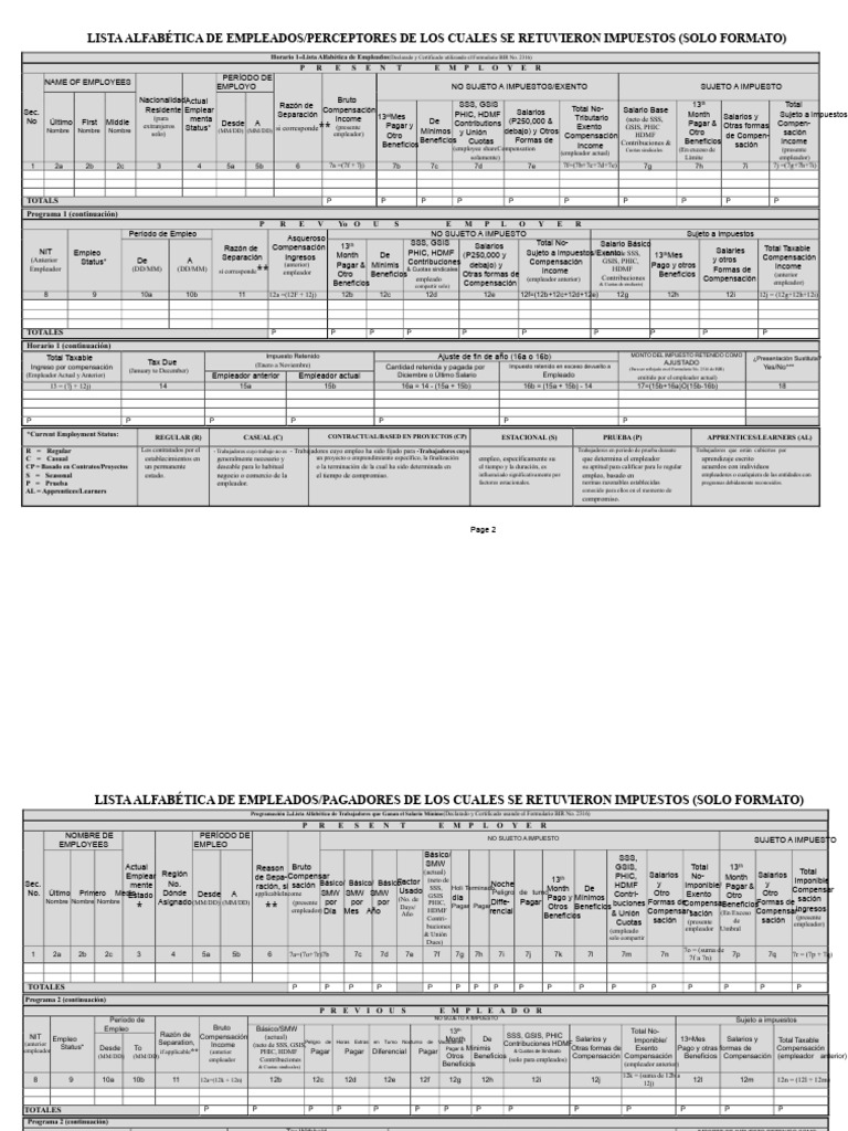 Formato de Alphalist 1604C Enero 2018 Final2 | PDF | Business ...