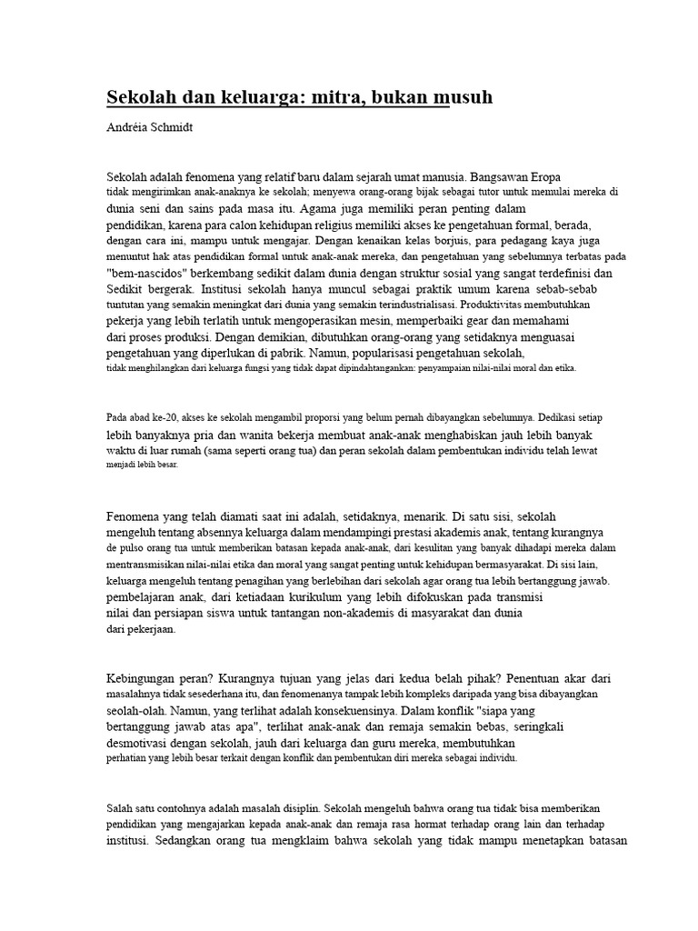 Sinergi Sekolah dan Keluarga dalam Pendidikan | PDF