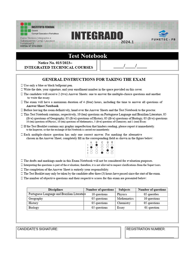 Exam Instructions for Integrated Courses | PDF | Force | Acceleration