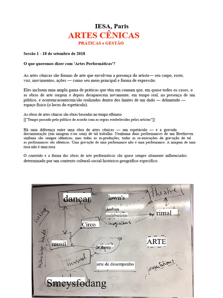 Artes Performáticas: Definição e Contexto | PDF | Paris | Artes Cênicas