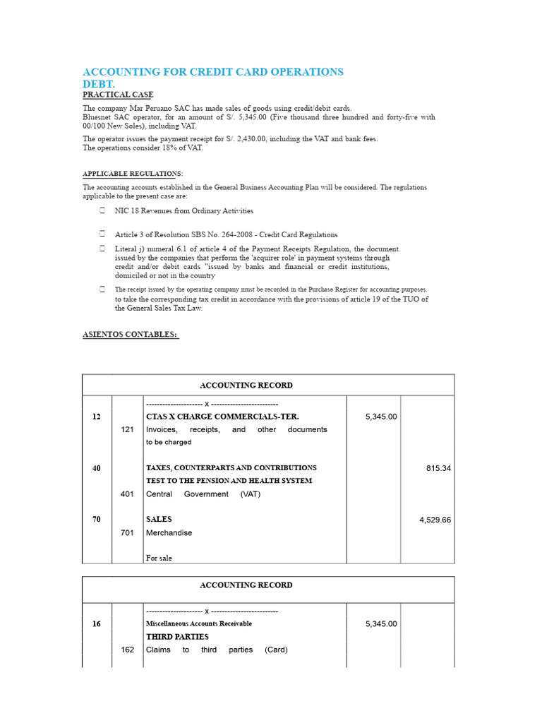 Accounting for Credit Card Sales Operations | PDF | Receipt | Credit Card