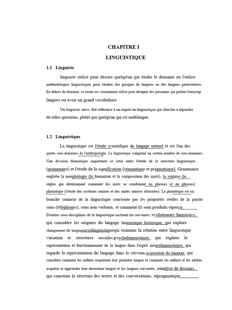 Introduction à la linguistique et au langage | PDF | Linguistique ...