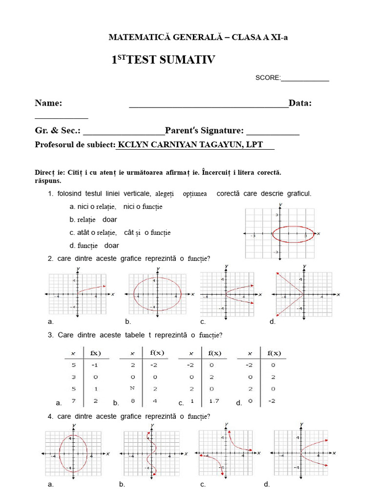 Test Summativ Clasa 11 GM | PDF