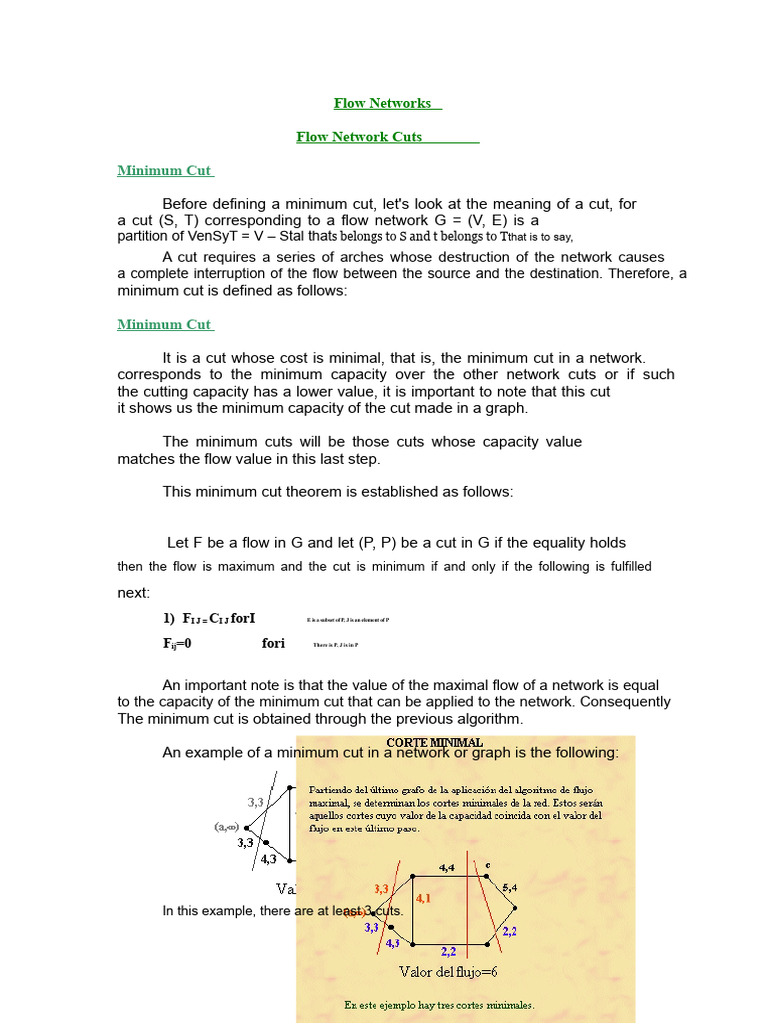 Flow Networks. Minimum Cut. | PDF
