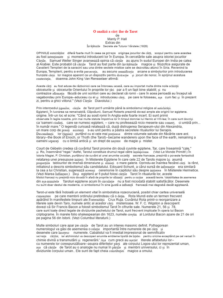 Manly P Hall - Taro | PDF