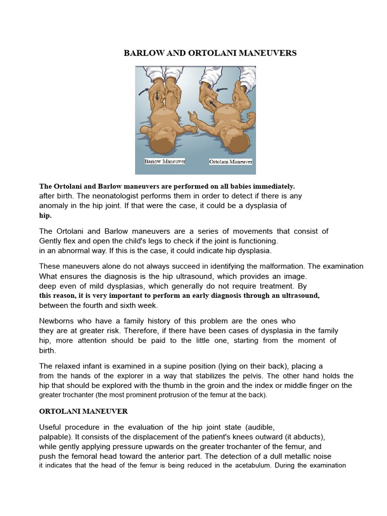 Barlow and Ortolani Maneuvers | PDF | Hip | Musculoskeletal System