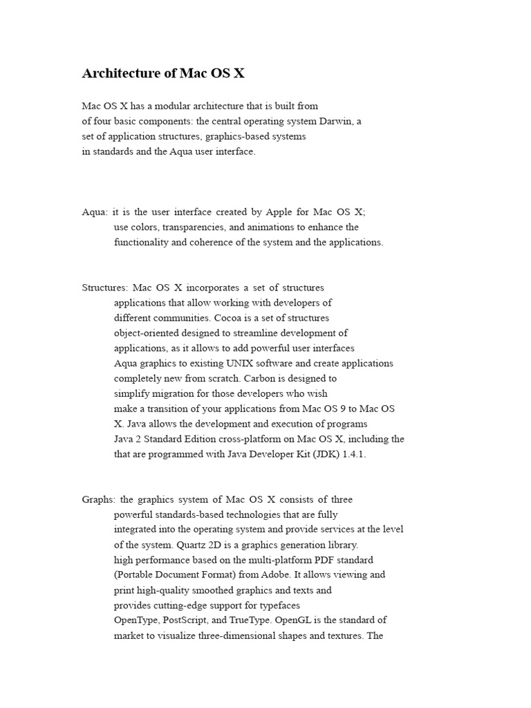Overview of Mac OS X Architecture | PDF | Mac Os | Cocoa (Api)