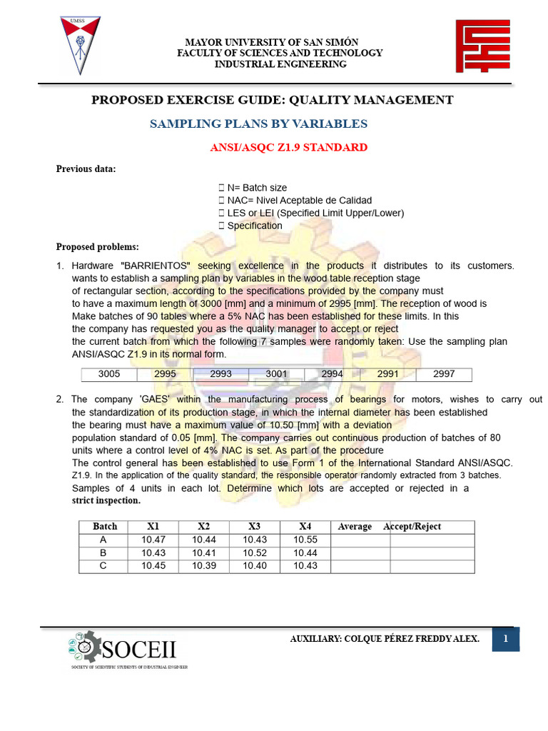 Quality Management Sampling Plans Guide | PDF | Sampling (Statistics ...