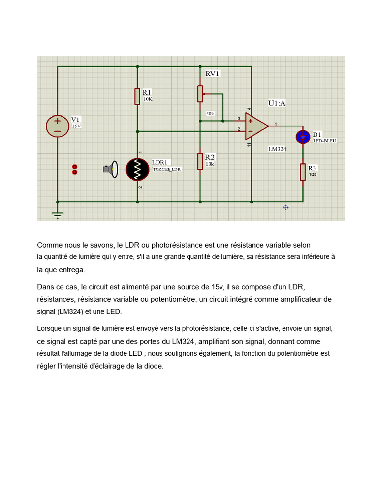Circuit LDR avec LED et LM324 | PDF