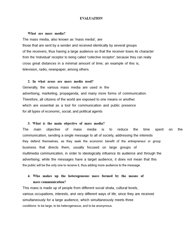 The mass media. | PDF | Mass Media | Communication