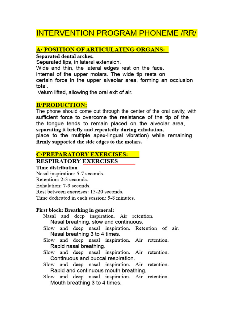 Phoneme /RR/ Intervention Program | PDF | Phonetics