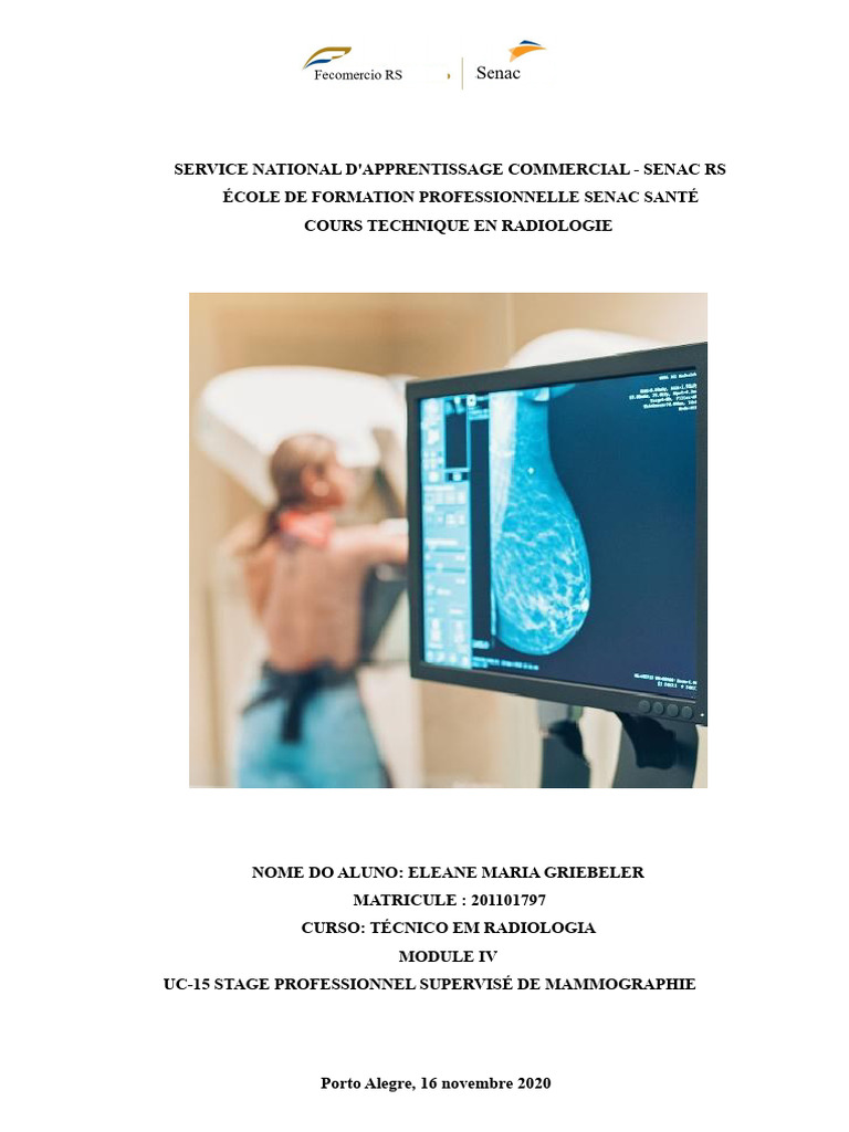 Rapport de stage en mammographie SENAC | PDF | Radiologie | Mammographie