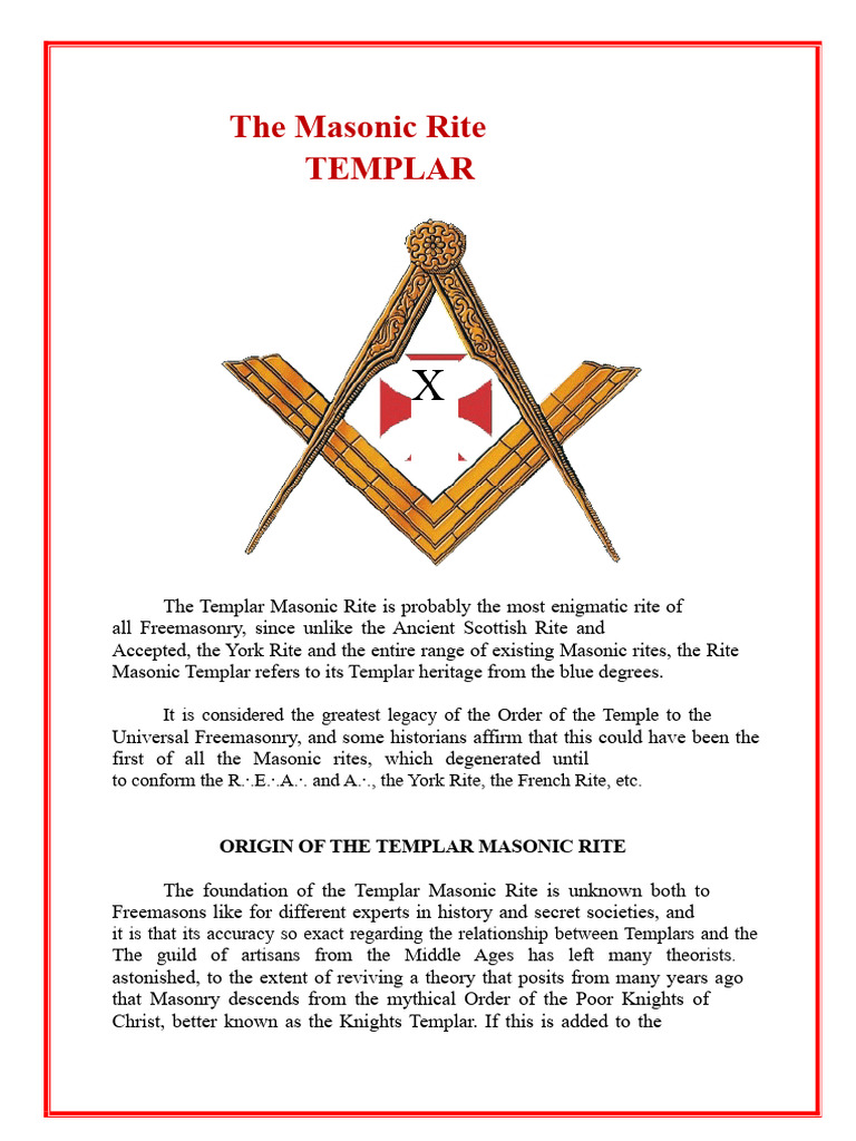 The Enigmatic Templar Masonic Rite | PDF | Freemasonry | Knights Templar