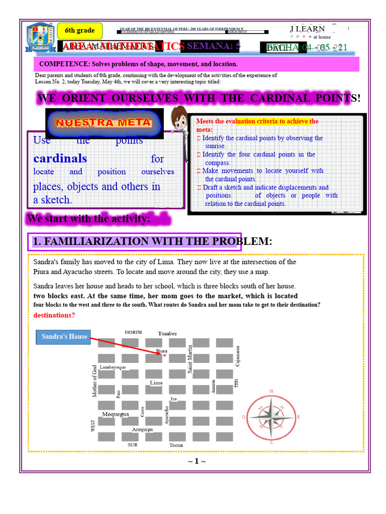 Understanding Cardinal Points in 6th Grade | PDF | Compass | Navigation