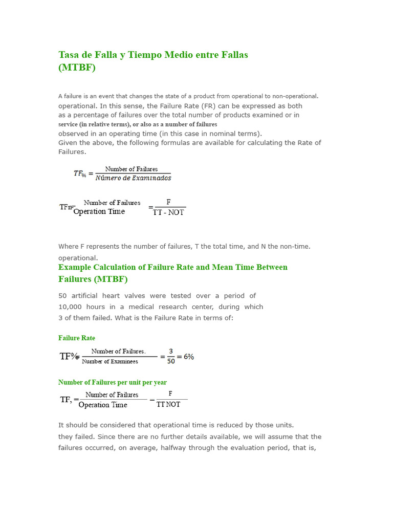 Failure Rate and Mean Time Between Failures | PDF | Reliability ...