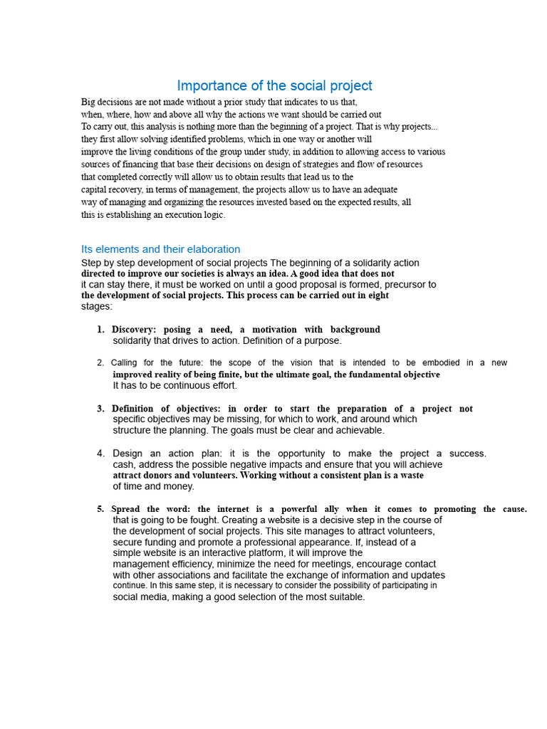 Steps to Develop Effective Social Projects | PDF | Goal | Methodology