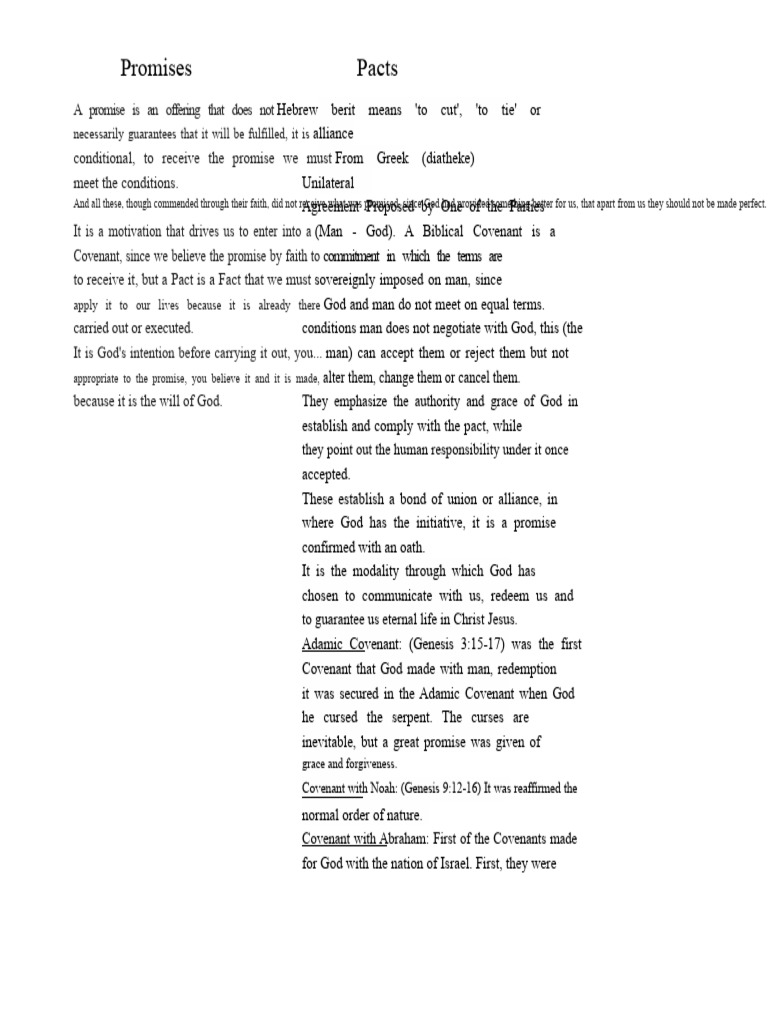 Promises and Pacts | PDF | Covenant (Biblical) | Religious Belief And ...