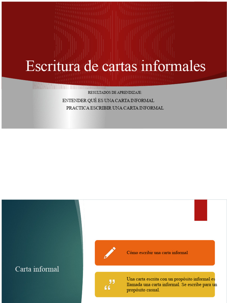 Escritura de Cartas Informales | PDF