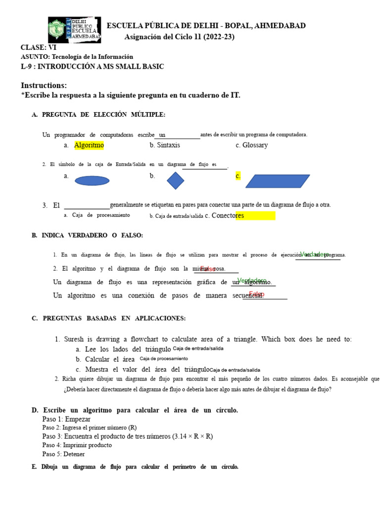 CLASE 6 CAPÍTULO 9 - INTRODUCCIÓN A MS SMALL BASIC Respuestas Clave ...