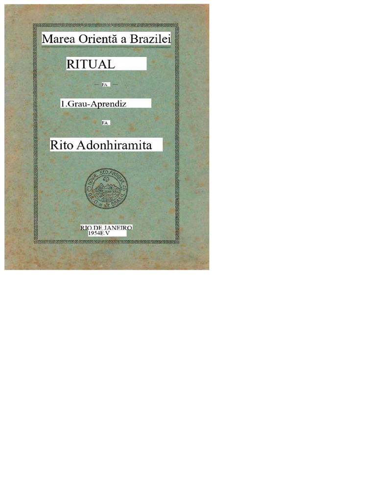 Ritual 1 - Gradul Adonhiramit 1954 | PDF