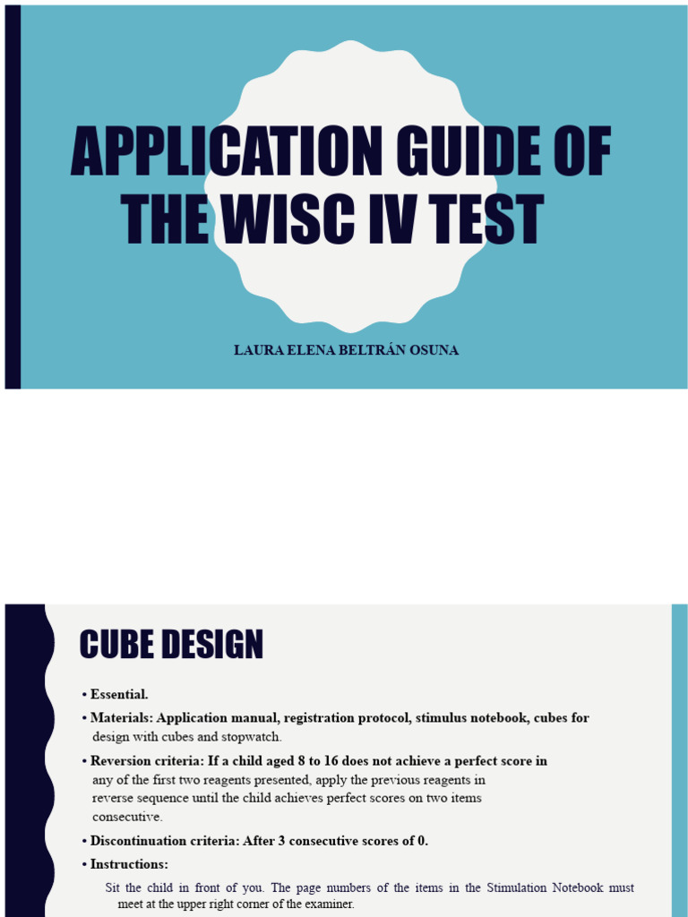 WISC IV Test Application Guide | PDF | Word | Cognition