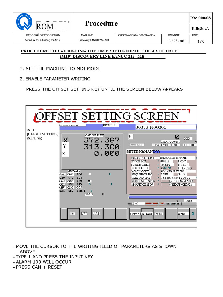M19 Adjustment Procedure for FANUC 21i | PDF | Parameter (Computer ...