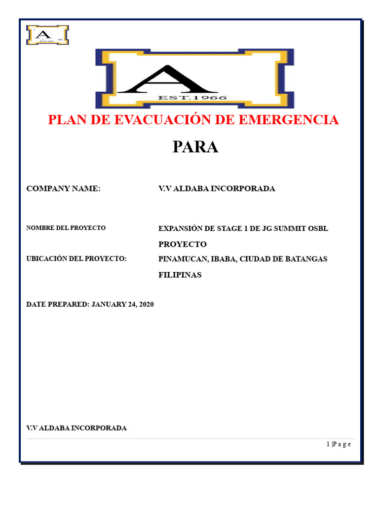 Plan de Evacuación de Emergencia VVAI | PDF | Primeros auxilios ...