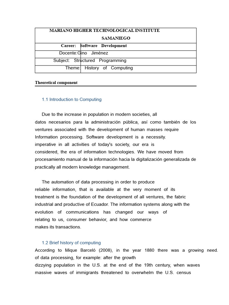 History of Computing and Software Development | PDF | Electronic ...