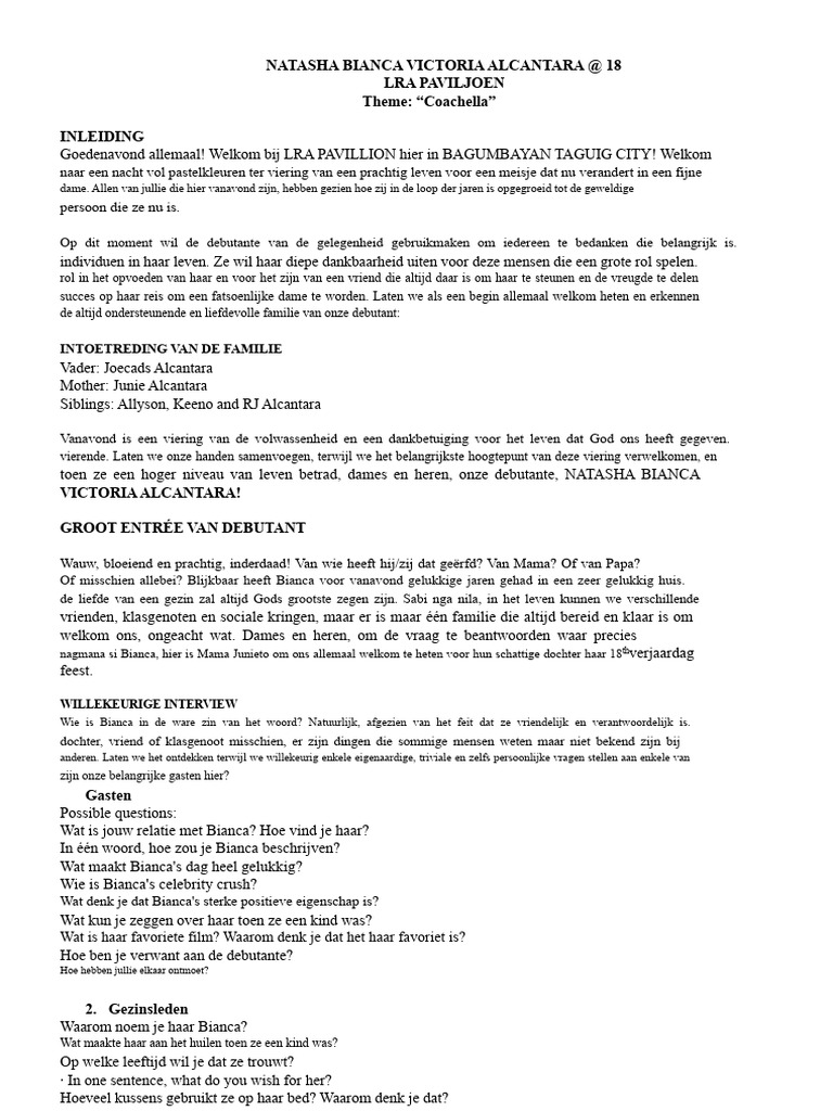 18e Verjaardag Script | PDF