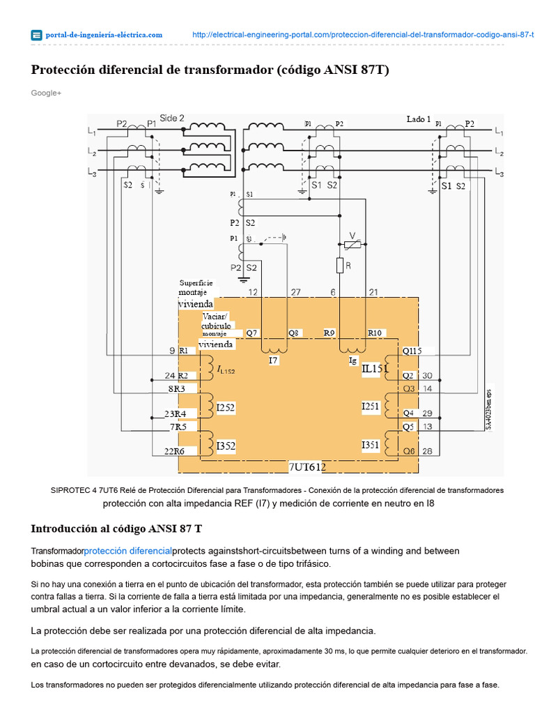 Protección Diferencial de Transformadores ANSI 87T | PDF ...