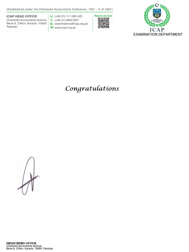 CAF Examination Passing Letter 2025 | PDF