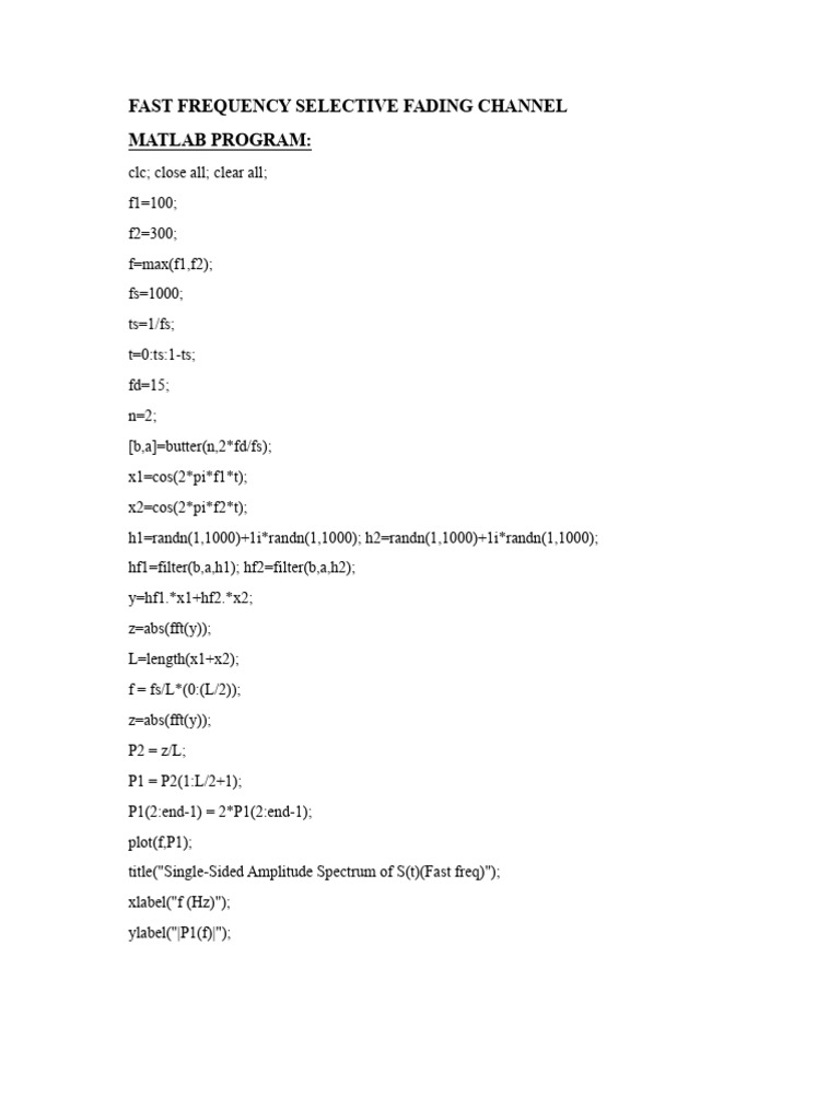 MATLAB Programs for Fading Channels | PDF