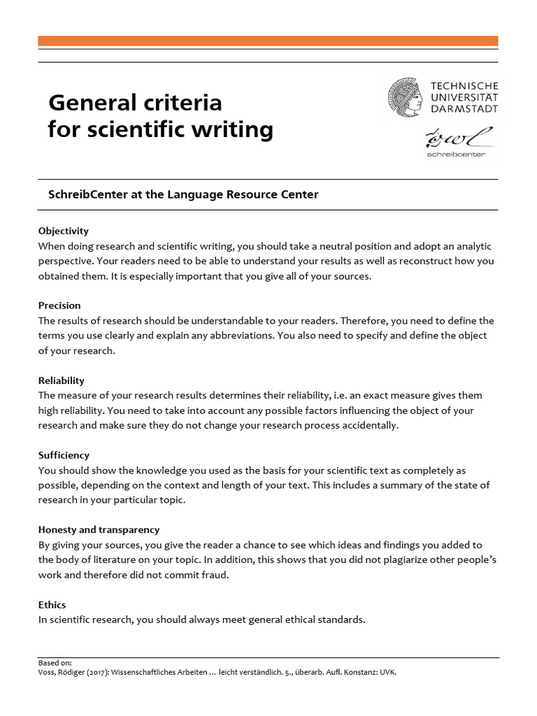 General Criteria for Scientific Writing | PDF