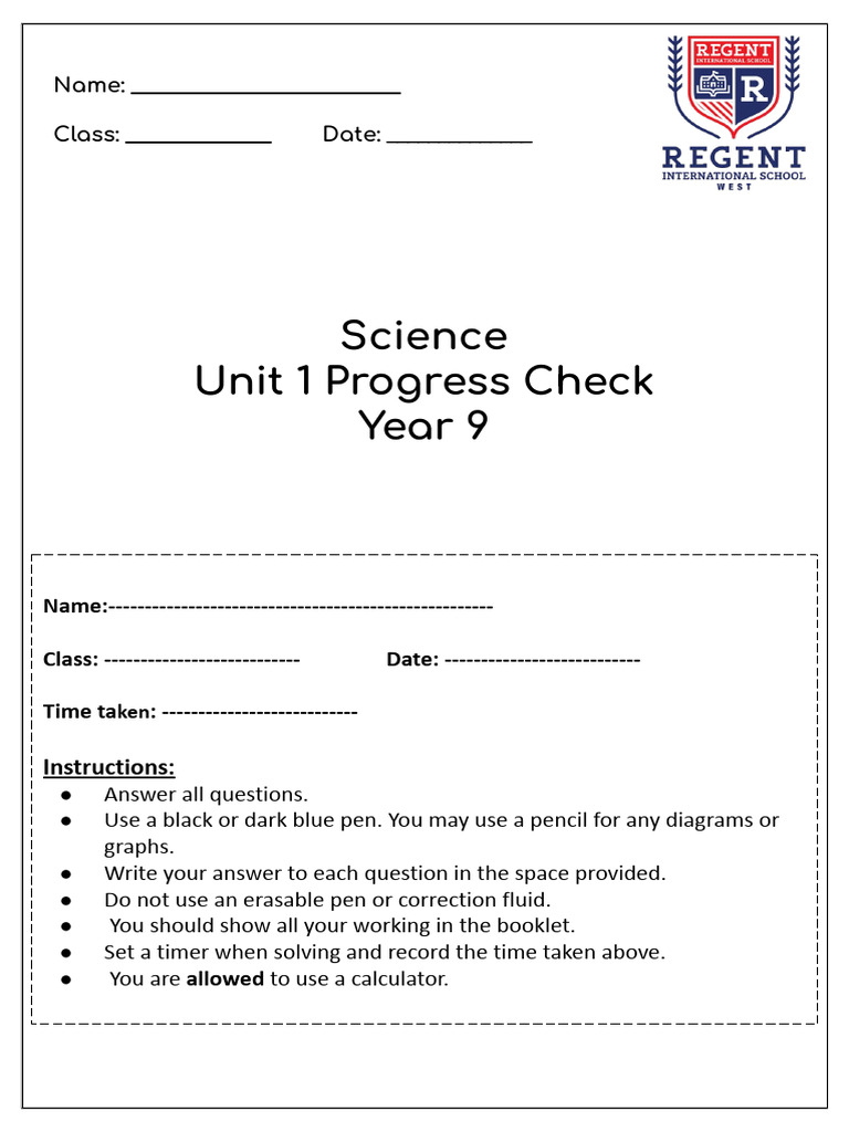 Year 9 Science Progress Check Guide | PDF