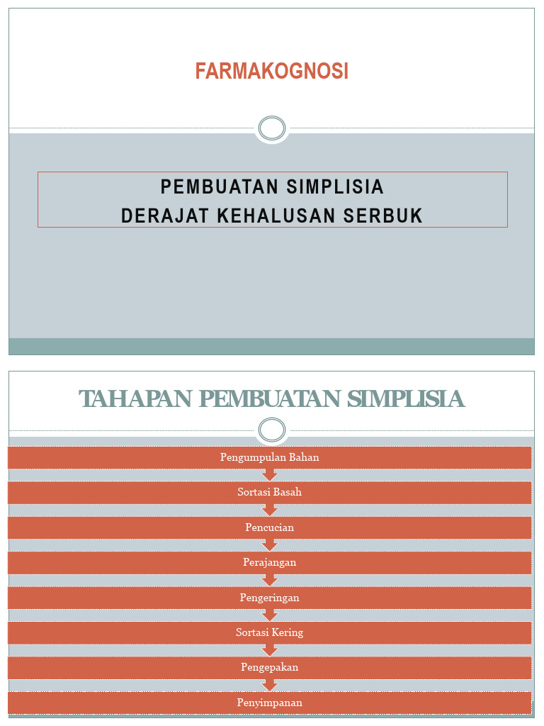 Proses Pembuatan dan Penyimpanan Simplisia | PDF