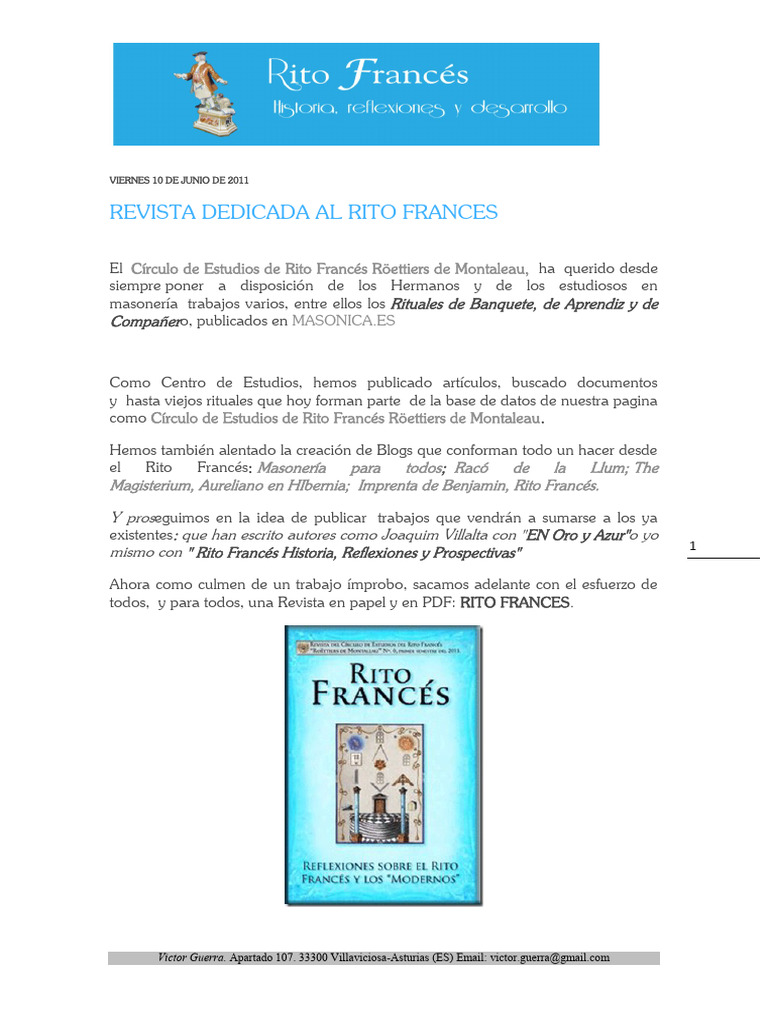 Revista Rito Francés: Publicación Gratuita | PDF