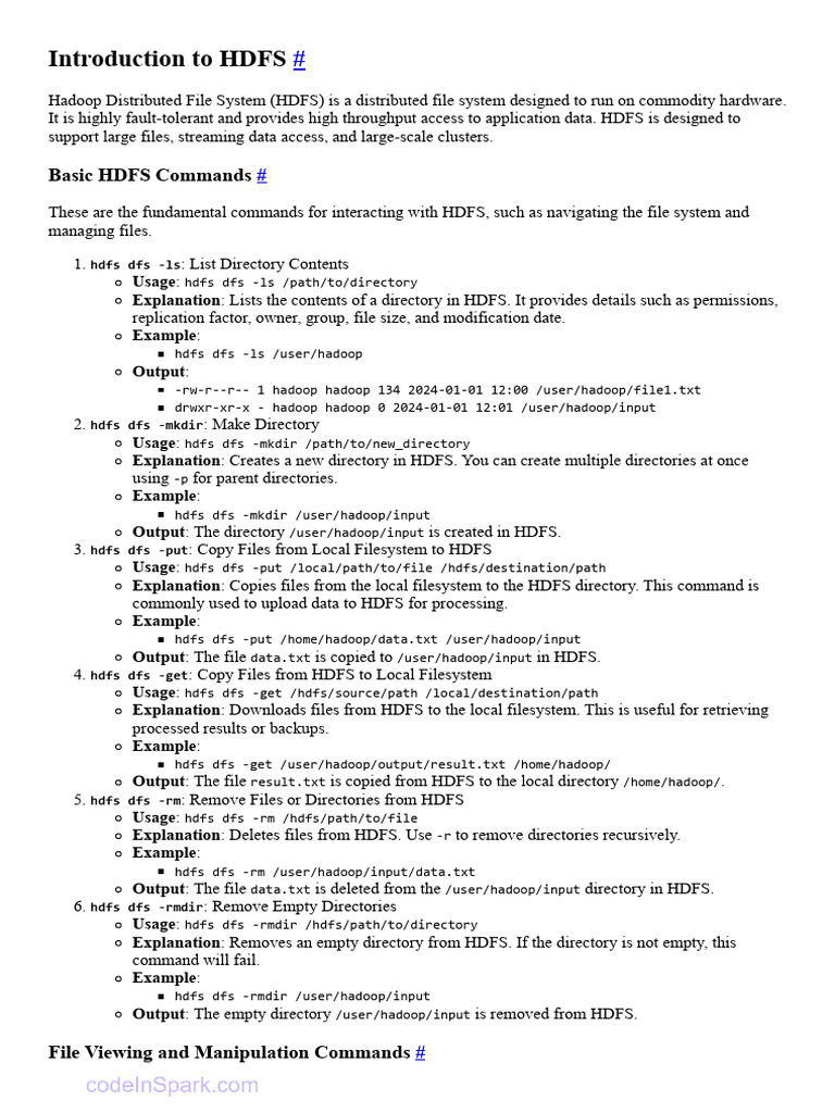 Essential HDFS Commands Guide | PDF | Apache Hadoop | Replication ...