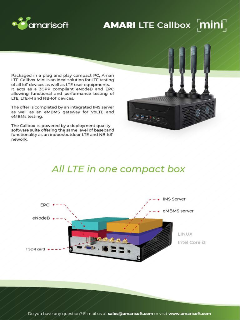 Amari LTE Callbox Mini: LTE Testing Solution | PDF | Ip Multimedia ...